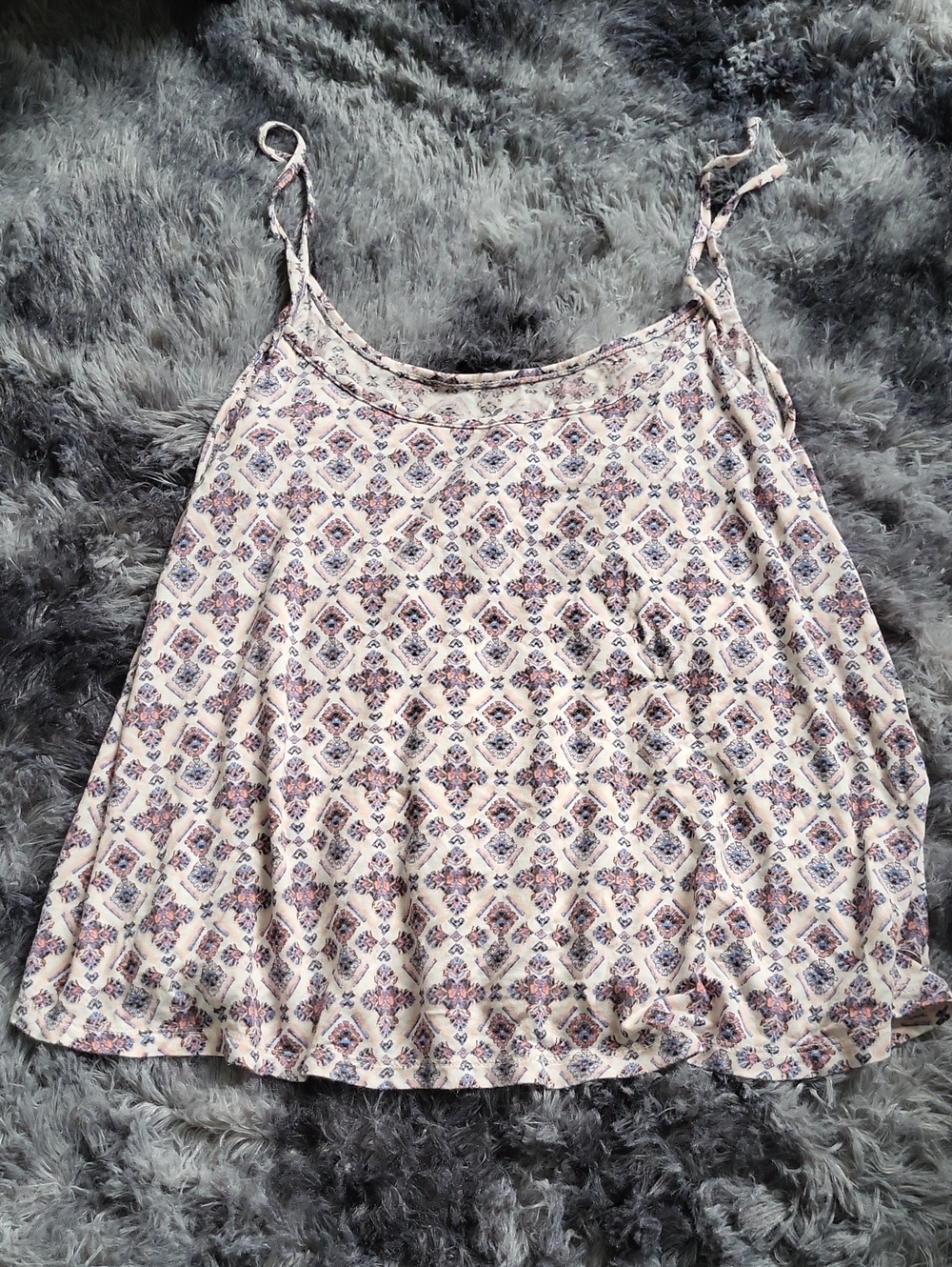 American Eagle Outfitters Cream Spaghetti Strap Floral Mosaic Cami